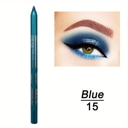 14-Color Vibrant Eyeliner Pen Collection - High-Pigmented, Pearly Glitter, Shimmer Metallic Finish, Smokey, Punk, Gothic Style - Long-Lasting, Waterproof, Matte Finish Eyeliner Stick for Music Festival and Everyday Use