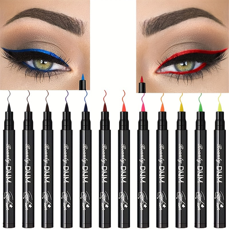 12 Colors Soft Matte Liquid Eyeliner Balm Pen - Long-Lasting, Smudge-Proof, Waterproof, Natural Look - Perfect for Music Festival and Everyday Use