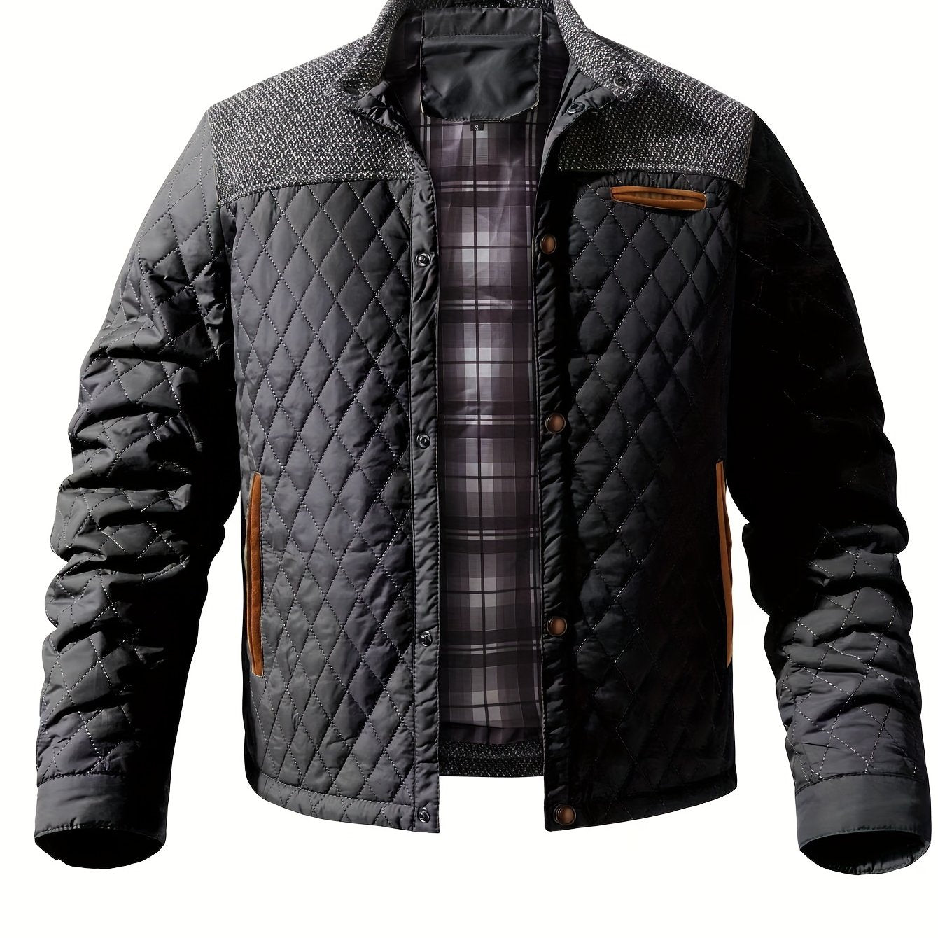 WarmthMax Quilted Jacket for Men - Ultra-Cozy Stand Collar, Insulated, Water-Resistant, and Lightweight for Fall and Winter Outdoor Activities - Perfect for Casual Daily Wear