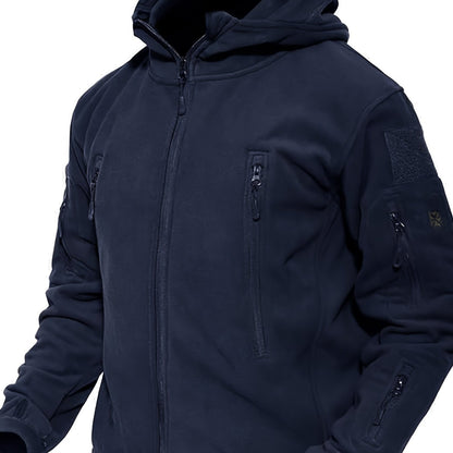 Winter Warrior Hoodie - Windproof, Water-Resistant, 6 Zip-Pocket, Thumbhole, Drawstring Hem, Anti-Static Polyester Jacket for Outdoor Sports, Workout, Casual, and Regular Workwear - Multi-Pocket, Magic Tap Label, Polar Fleece Lined for Ultimate Warmth