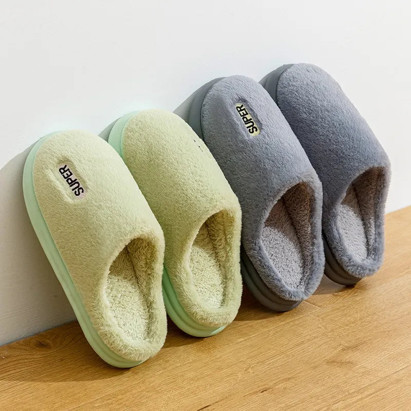 GAI Free shipping Women plush slippers Warm green Yellow brown White Indoor Home Women outdoor slippers eur36-41