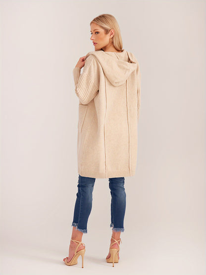 Women's Open Front Long Sleeve Hooded Duster Cardigan