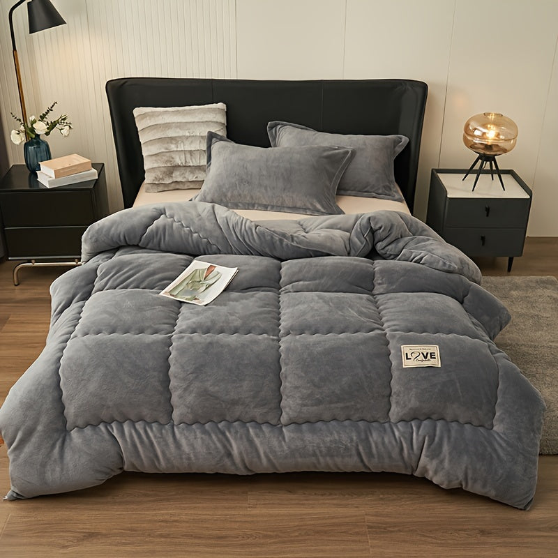 1pc Autumn And Winter Thickened Comforter, Warm Milk Fleece Quilted Duvet Core