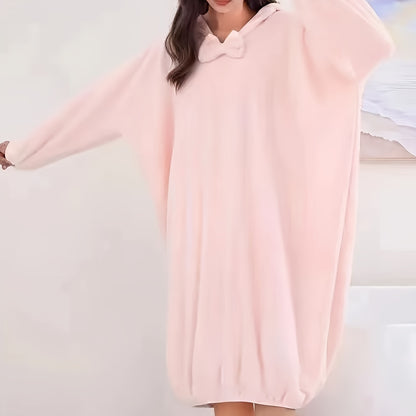 Ultra-Soft Coral Fleece Hooded Bathrobe for Women - Thick, Absorbent, and Warm Long Sleeve Robe with Pockets - Perfect for Autumn & Winter