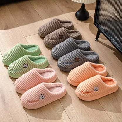 GAI Free shipping plush slippers women Winter white brown black warm soft-soled couple slippers