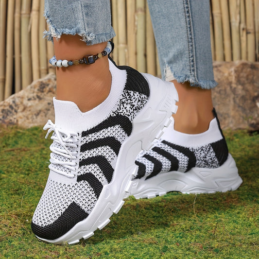 Comfortable Womens Low-Top Fabric Mesh Sneakers - Breathable, Lightweight, Casual Colorblock Design, Slip-On Closure, Perfect for Outdoor Activities - Summer All-Season Shoes