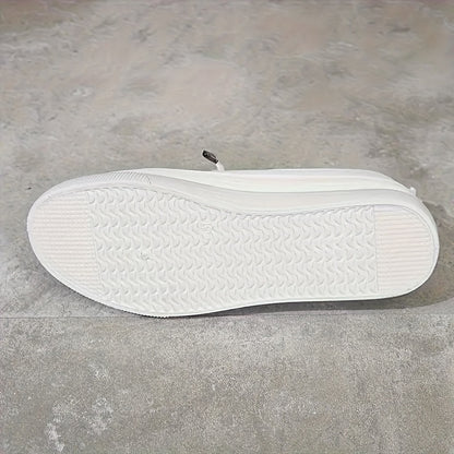 Comfortable White Slip-On Sneakers - Ultra-Comfortable Design, Easy Slip-On Style, Low-Profile Top for Casual Look, Versatile for Various Occasions - Designed Specifically for Active Women, Perfect for Daily Errands, Outdoor Activities, and Leisure Time,