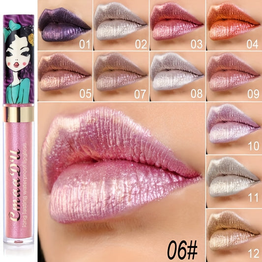 11 Color Lip Gloss, Metallic Shimmer Glitter Finish Lipstick, Long Lasting Waterproof Lip Stain Valentine's Day Gifts For Music Festival