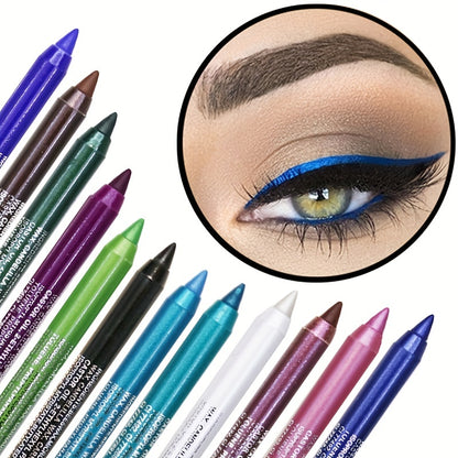 14-Color Vibrant Eyeliner Pen Collection - High-Pigmented, Pearly Glitter, Shimmer Metallic Finish, Smokey, Punk, Gothic Style - Long-Lasting, Waterproof, Matte Finish Eyeliner Stick for Music Festival and Everyday Use