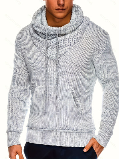 Soft Retro Cowl Neck Knit Sweater for Men - Timeless Casual Style, Perfect for Winter and Fall - Ideal Gift Option