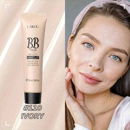 30ml LAIKOU Ultimate Coverage Waterproof BB Cream - Long-Lasting, Oil-Control, Pore-Hiding Foundation Makeup for Flawless, Even-Toned Skin with Natural, Ivory, and Tan Shades