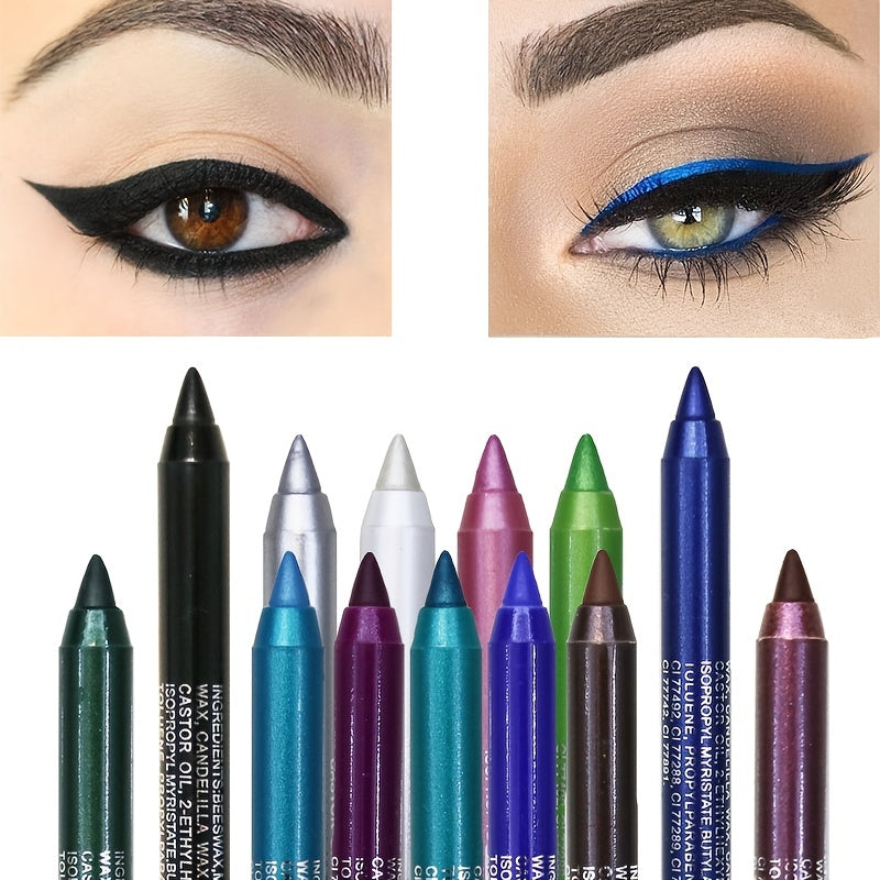 Vibrant Multi-Colored Metallic Smoky Eyeliner - Long-Lasting, Waterproof, Glitter Finish, Smudge-Proof, Easy to Apply Eye Makeup for Music Festival, Party, and Everyday Use