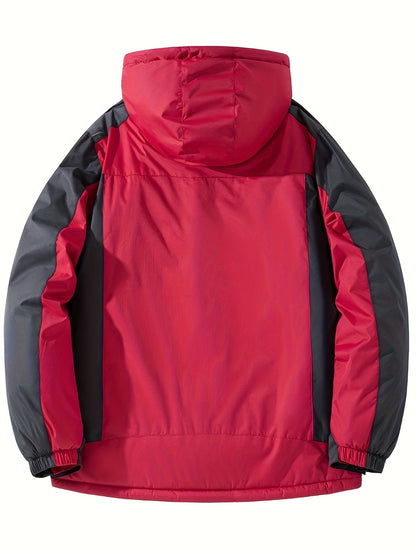 Ultimate Warmth Men's Fleece-Lined Winter Jacket - Thick, Windproof, and Water-Resistant Sports Outerwear with Hood, Adjustable Cuffs, and Multiple Pockets for Outdoor Enthusiasts