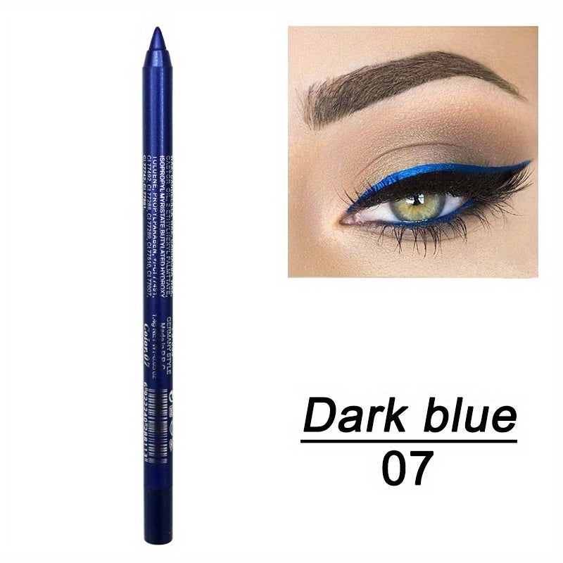 14-Color Vibrant Eyeliner Pen Collection - High-Pigmented, Pearly Glitter, Shimmer Metallic Finish, Smokey, Punk, Gothic Style - Long-Lasting, Waterproof, Matte Finish Eyeliner Stick for Music Festival and Everyday Use