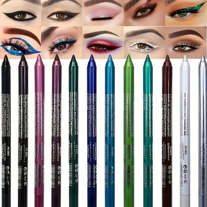 14-Color Vibrant Eyeliner Pen Collection - High-Pigmented, Pearly Glitter, Shimmer Metallic Finish, Smokey, Punk, Gothic Style - Long-Lasting, Waterproof, Matte Finish Eyeliner Stick for Music Festival and Everyday Use