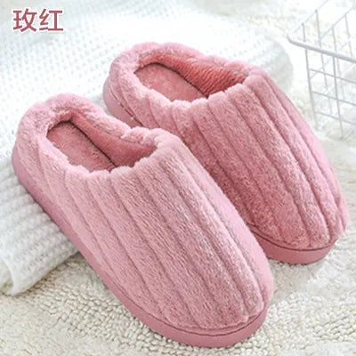 GAI Winter cotton slippers Warm plush slippers Ladies non-slip home comfort pink green cute cartoon slippers