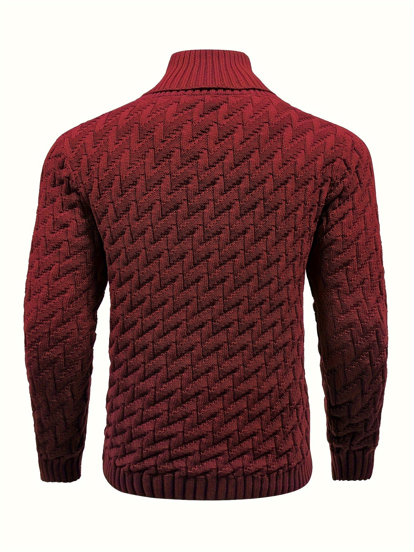 Stylish Mens Solid Color Textured Lapel Sweater - Warm, Fashionable Commuter Wear for Autumn and Winter - Soft, Breathable, and Comfortable