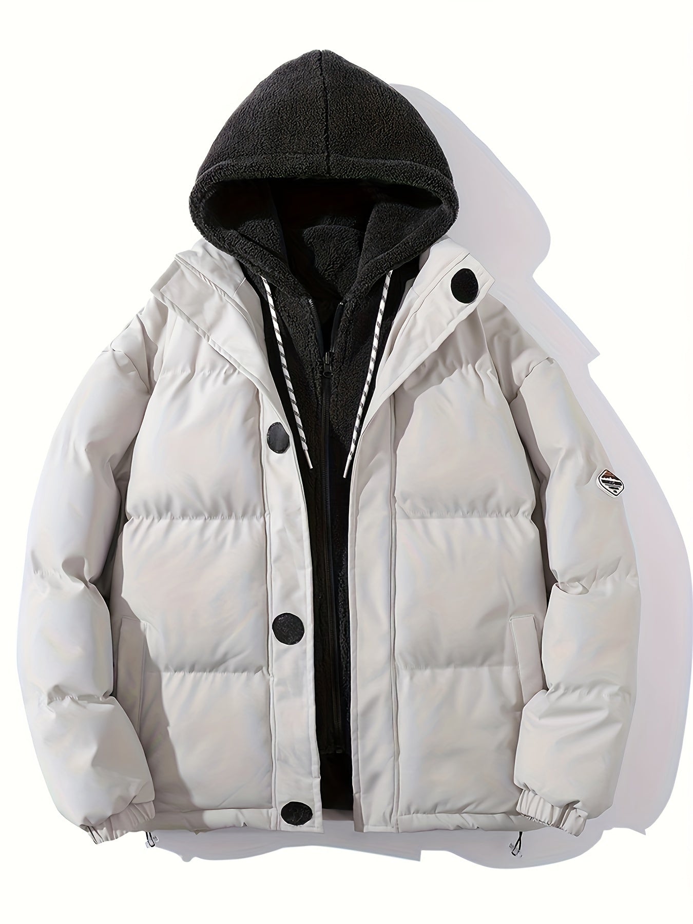 Men's Fashion Thick Sherpa Hood Coat, Padded Winter Warm Hooded Jacket For Autumn Winter