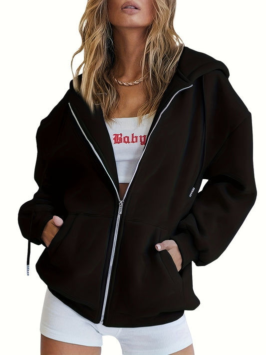 Women's Zip-up Hoodie Long-sleeved Sweatshirt Fall Winter Clothing Sweater Casual Jacket Jacket