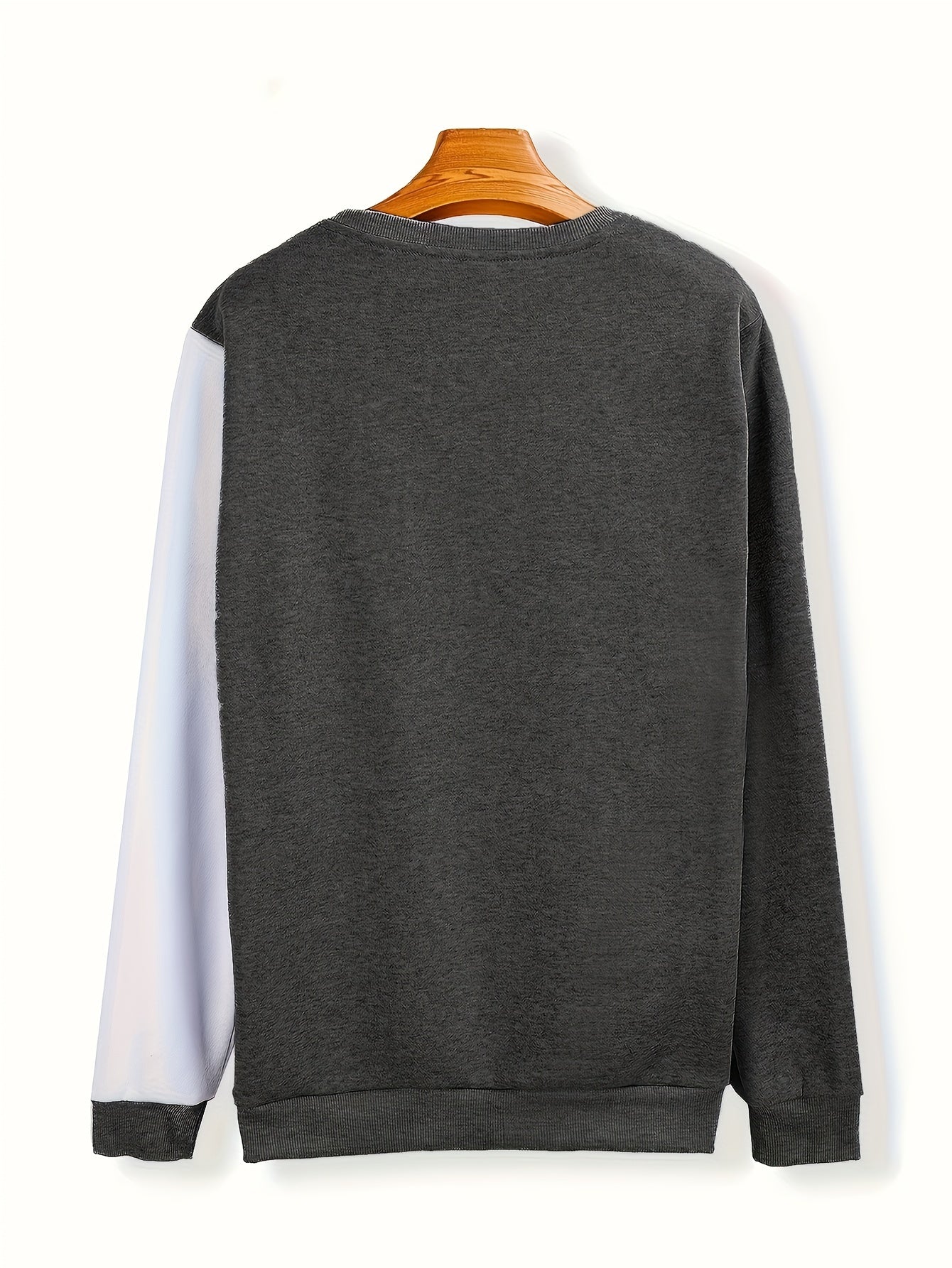 Mens Classic Crew Neck Sweatshirt - Soft Slight Stretch Polyester Fabric, Solid Color Block Trendy Design, Regular Fit, Casual Style for Fall and Winter