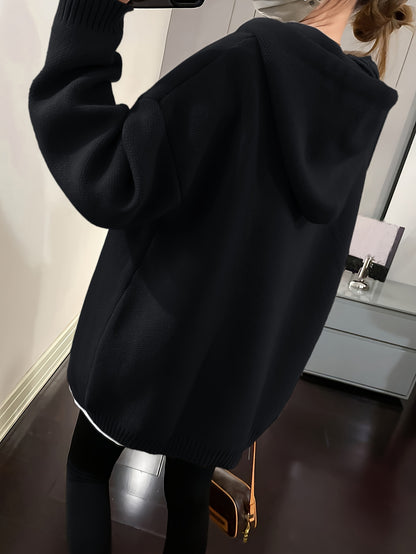 Smile Face Oversized Hoodie - Casual Long Sleeve Drawstring Sweater with Relaxed Fit, Soft Fabric, and Cozy Design for Women's Everyday Wear