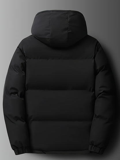 CAASUR Long Sleeve Down Jacket - Stylish Hooded Design with Unique Alphabet Print, Zipper Closure, Soft Fleece Lining, and Spacious Dual Front Pockets - Fashionable and On-Trend for Autumn and Winter Outdoor Activities and Casual Wear