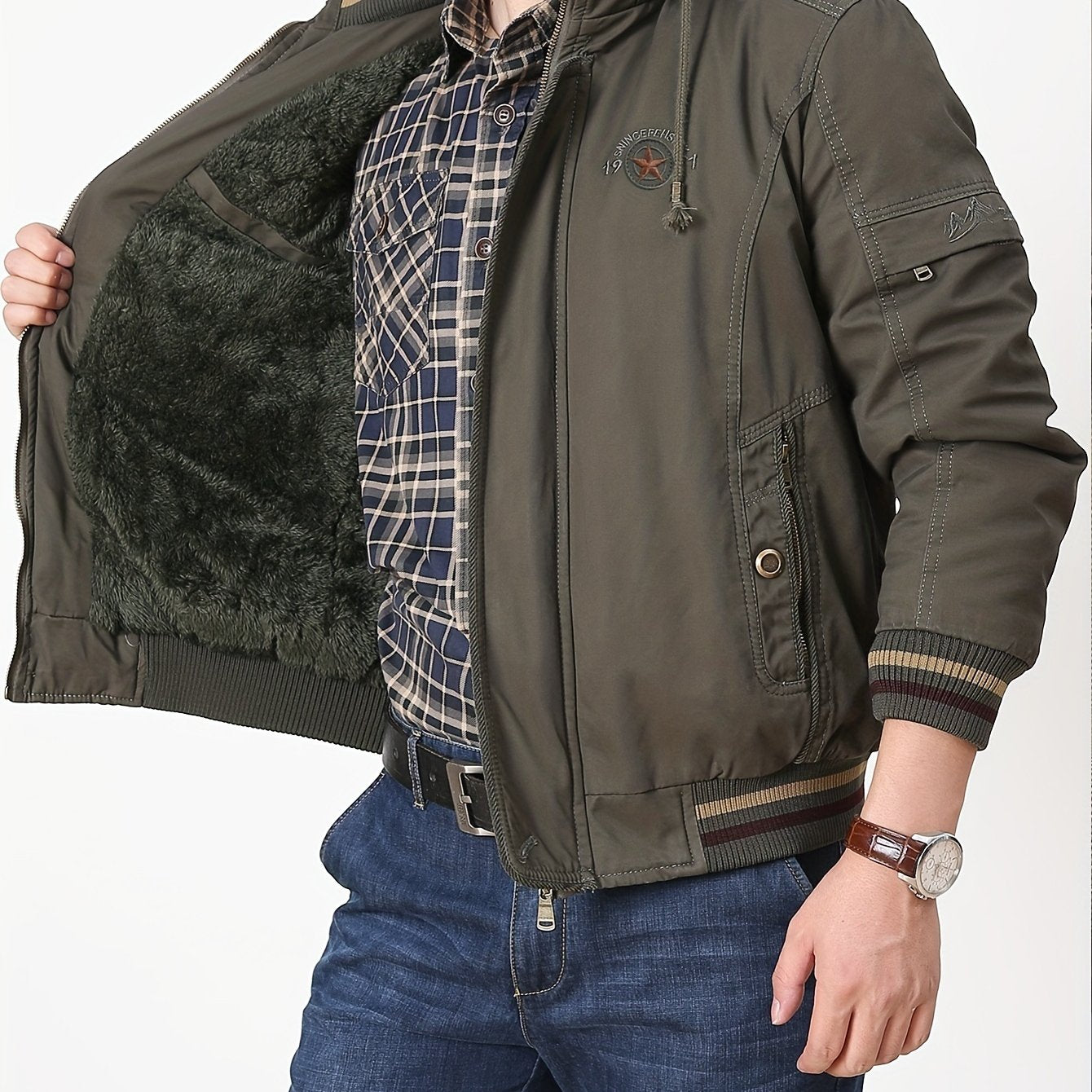 Men's Warm Fleece Cotton Hooded Jacket, Casual Warm Thick Coat For Fall Winter, Father's Gift