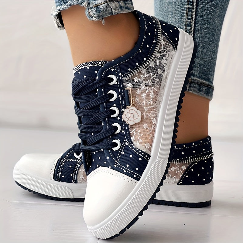 Stylish Women's Mesh Flat Sneakers - Breathable, Lightweight, Casual Round Toe, Lace Up, Low Top, Versatile Flat Shoes for Everyday Wear