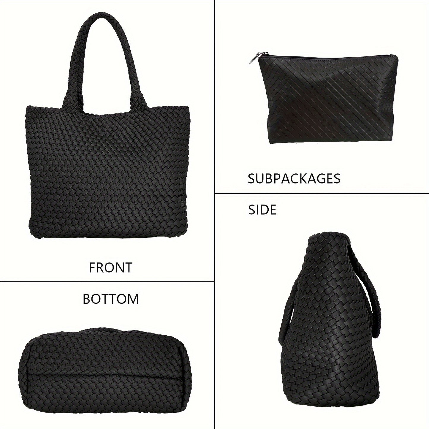 Woven Tote Bag For Women Large Woven Purse Comes With A Clutch Woven Handbags Purse Weave Purse Set