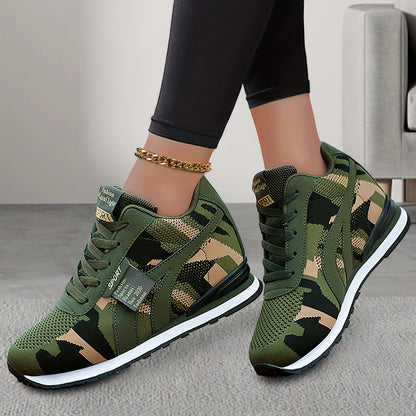 Vibrant Camo Chic Sneakers - Breathable, Lightweight, Comfortable Low Top Running Shoes with Lace Up Closure, Soft Insoles, and Durable Outsoles for Casual Outdoor Activities