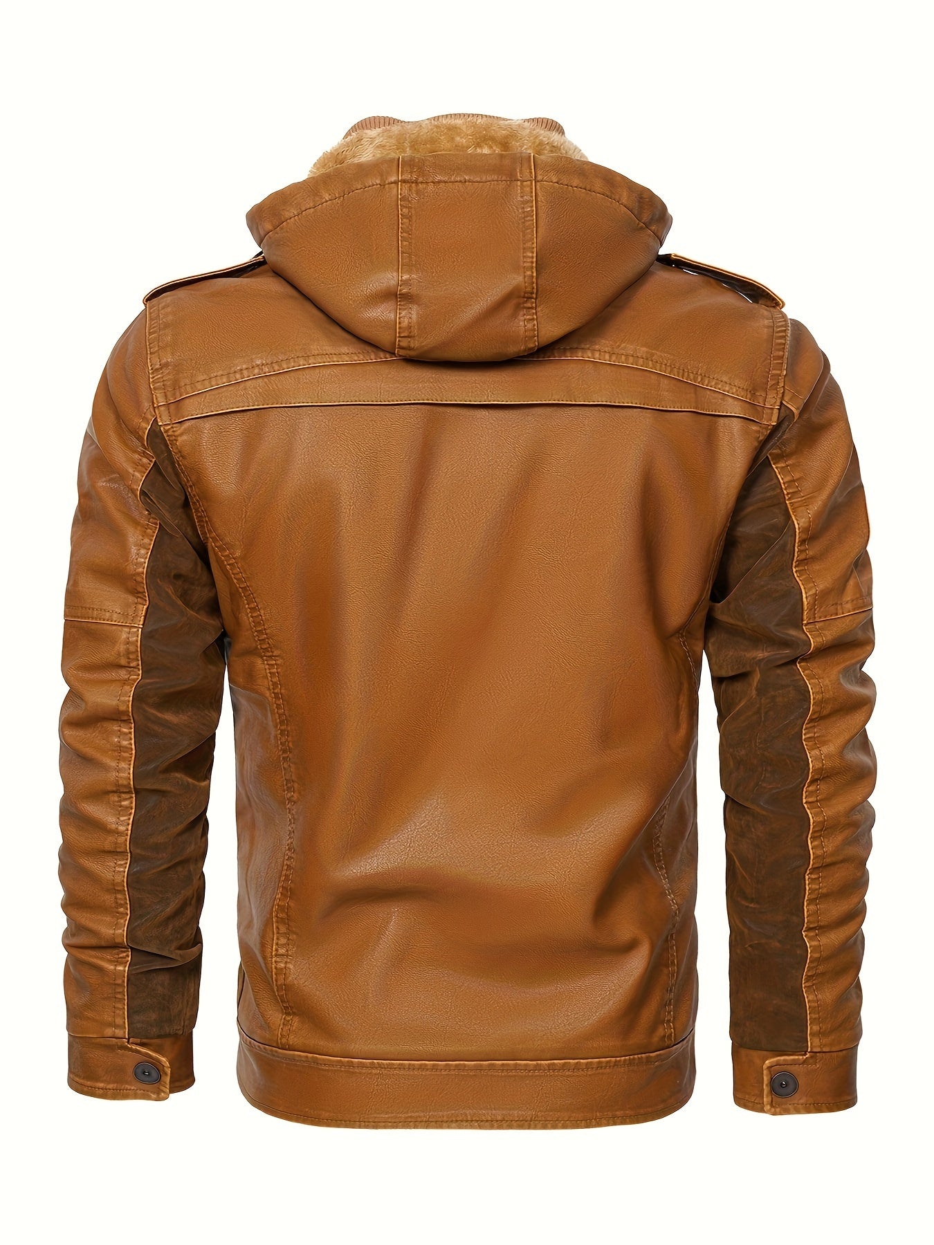 Mens Classic PU Leather Jacket with Fleece Lining - Warm, Water-Resistant, and Stylish for Motorcycle Enthusiasts - Perfect for Fall and Winter Daily Casual Wear