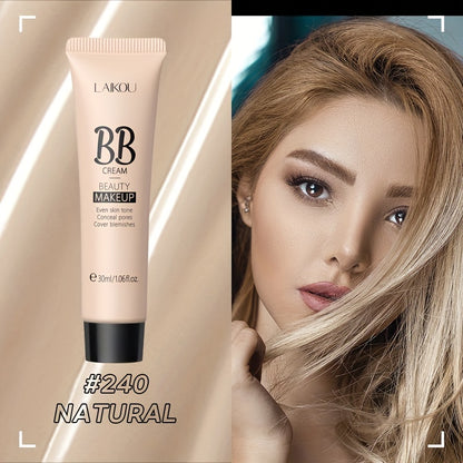 30ml LAIKOU Ultimate Coverage Waterproof BB Cream - Long-Lasting, Oil-Control, Pore-Hiding Foundation Makeup for Flawless, Even-Toned Skin with Natural, Ivory, and Tan Shades