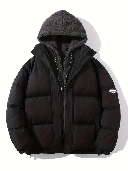 Men's Fashion Thick Sherpa Hood Coat, Padded Winter Warm Hooded Jacket For Autumn Winter