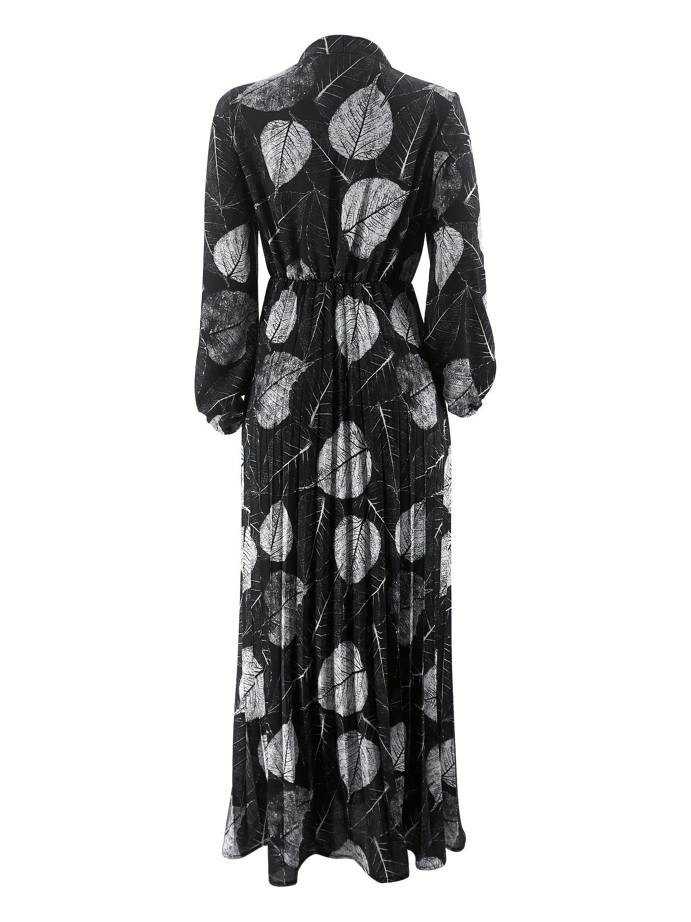 Stylish Plant Print Ramadan Modest Dress - Flowy & Comfortable Loose Fit Long Sleeve Abayas Style - Perfect Casual Wear for Women - Ramadan Collection