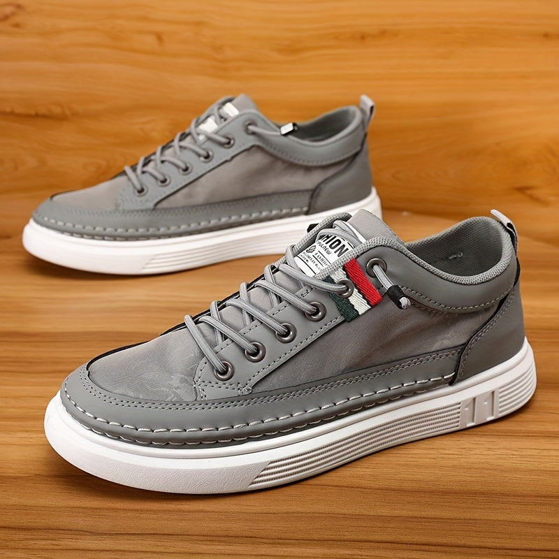 Sleek All-Season Men's Skate Shoes: Street-Style, Non-Slip, Comfort Fit | Solid Color & Elastic Band