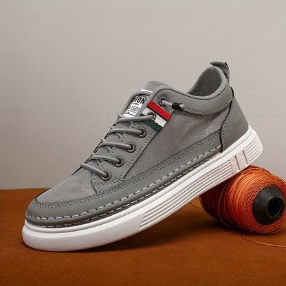 Sleek All-Season Men's Skate Shoes: Street-Style, Non-Slip, Comfort Fit | Solid Color & Elastic Band