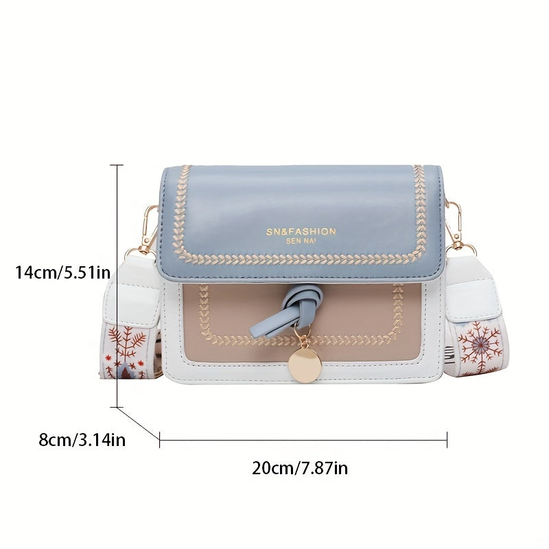 eybag - Fashion Flap Shoulder Bag, Women's Buckle Decor Crossbody Purse With Wide Strap