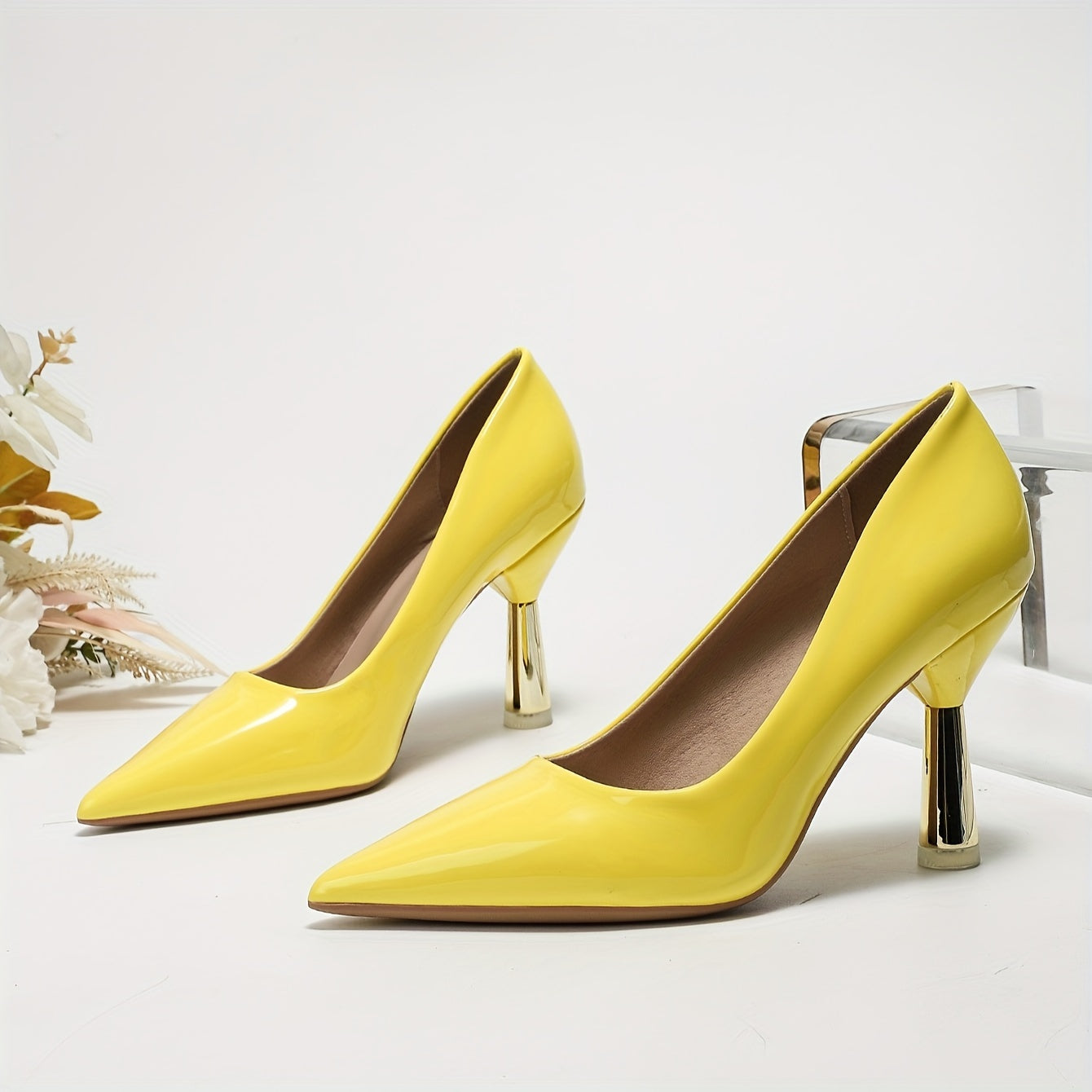 Chic Womens Solid Color High Heel Pumps - Slip-On Pointed Toe Design - Timeless Elegance for Fashionable Parties - Comfortable Dress Shoes