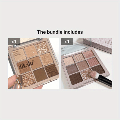 9-color Eyeshadow Palette Low Saturated Matte Pearly Glitter Velvet Texture Brown Color Taro Milk Tea Nude Pink Purple Eyeshadow Waterproof And Long-lasting Makeup