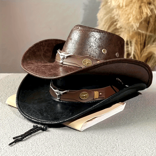 Unisex Flat Top Cowboy Hat - Chic Western Style - Breathable Design for Summer Sun Shielding & Outdoor Adventures