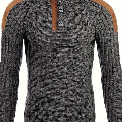 Plus Size Men's Solid Knit Sweater For Spring Fall Winter, Men's Clothing