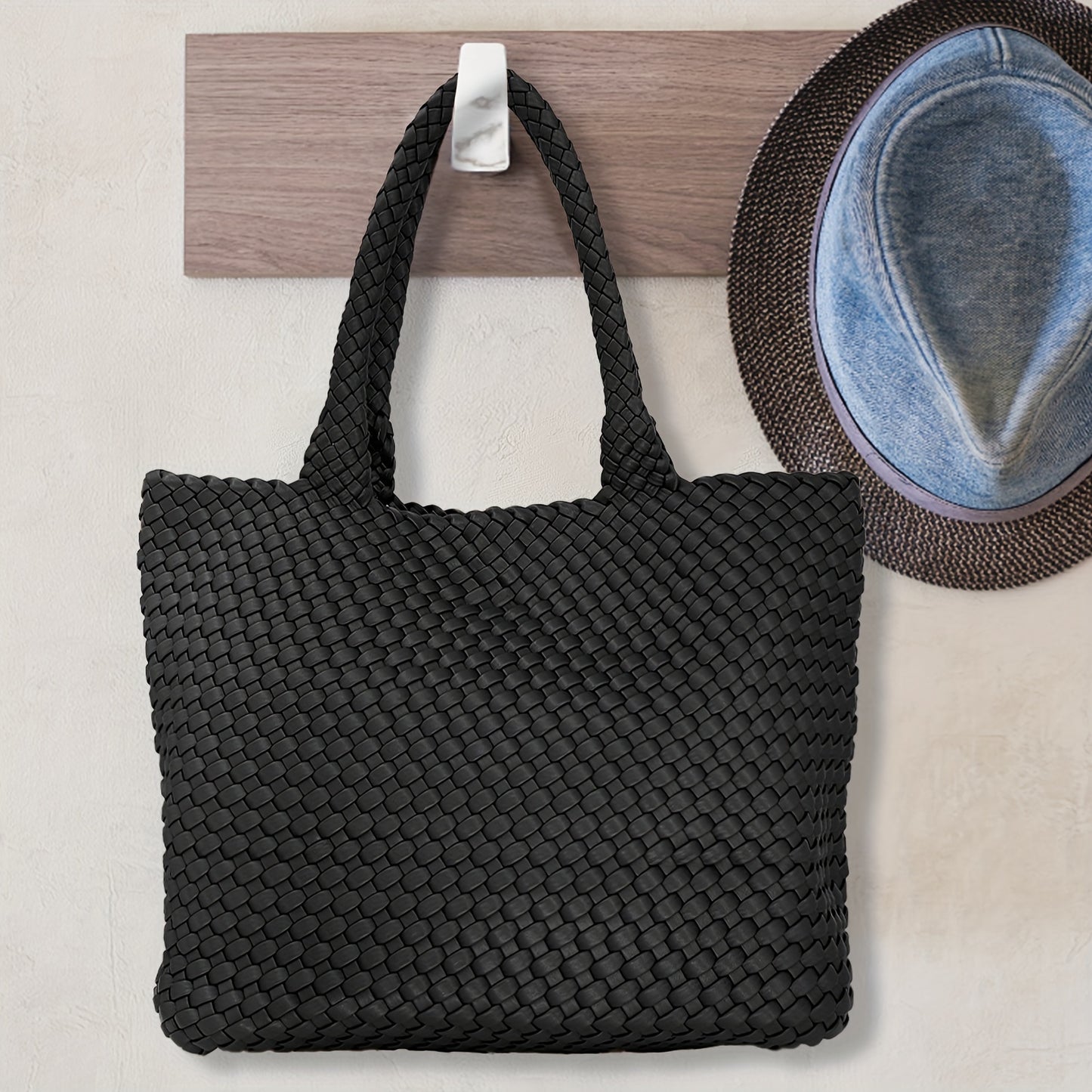 Woven Tote Bag For Women Large Woven Purse Comes With A Clutch Woven Handbags Purse Weave Purse Set