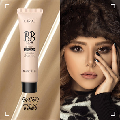 30ml LAIKOU Ultimate Coverage Waterproof BB Cream - Long-Lasting, Oil-Control, Pore-Hiding Foundation Makeup for Flawless, Even-Toned Skin with Natural, Ivory, and Tan Shades