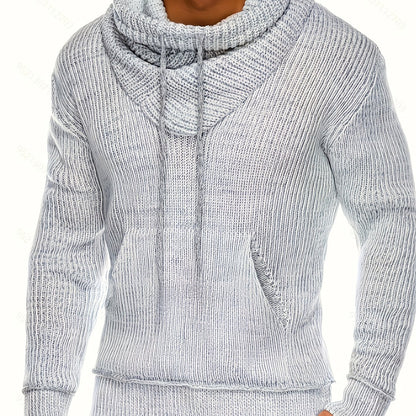 Soft Retro Cowl Neck Knit Sweater for Men - Timeless Casual Style, Perfect for Winter and Fall - Ideal Gift Option