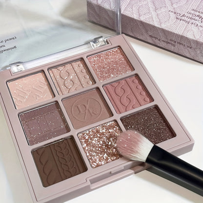 9-color Eyeshadow Palette Low Saturated Matte Pearly Glitter Velvet Texture Brown Color Taro Milk Tea Nude Pink Purple Eyeshadow Waterproof And Long-lasting Makeup