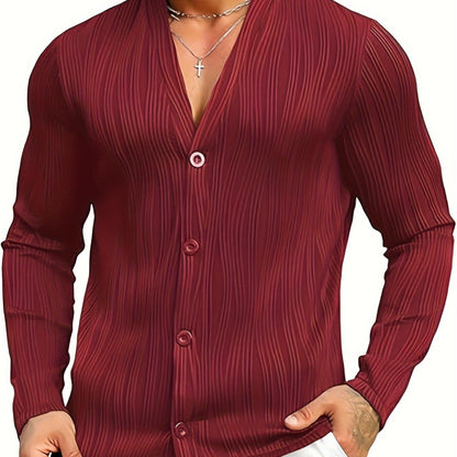 URRU Men's Long Sleeve Casual Button Down Lightweight Knitted Slim Fit Cardigan