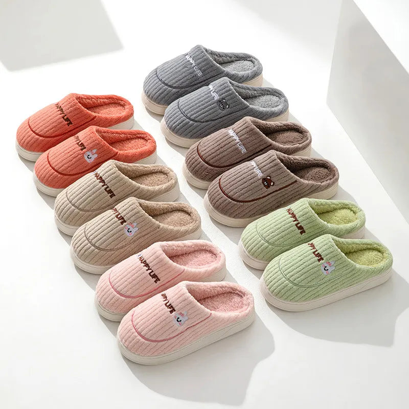 GAI fashion Cotton slippers Bow women Warm winter plush slippers indoor home fashion slippers Eur36-41