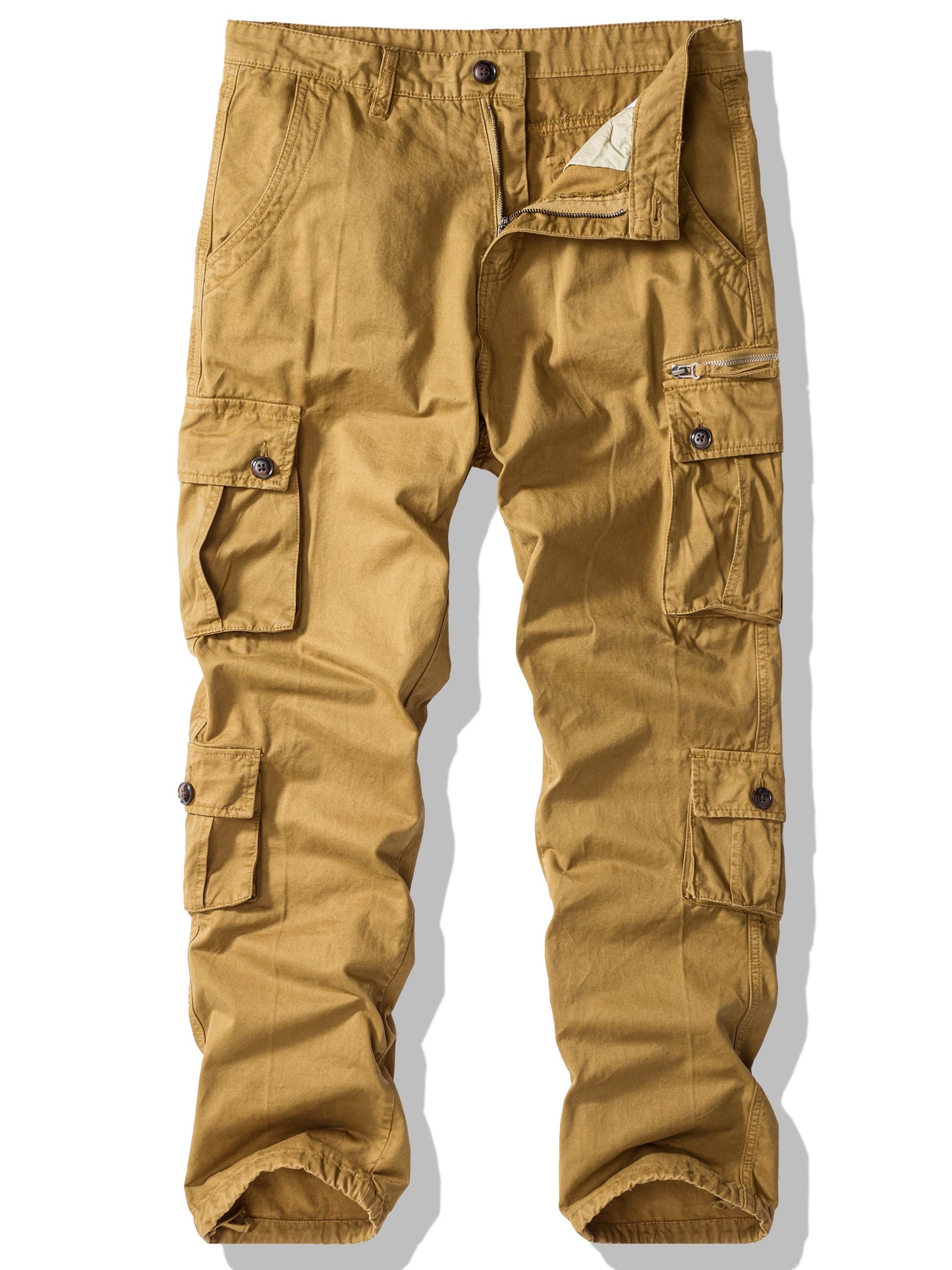 Mens Fashion-Forward Solid Cargo Pants - Durable & Comfortable with Multiple Flap Pockets - Loose Fit for Casual Outdoor, Work & Streetwear - Hip Hop Inspired Style