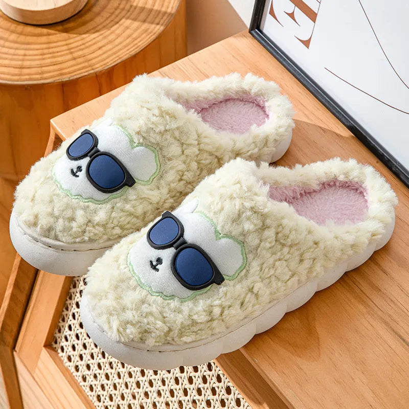 GAI GAI Vintage slippers for women Autumn-winter cotton shoes Indoor brown pink black warm plush slippers eur36-41