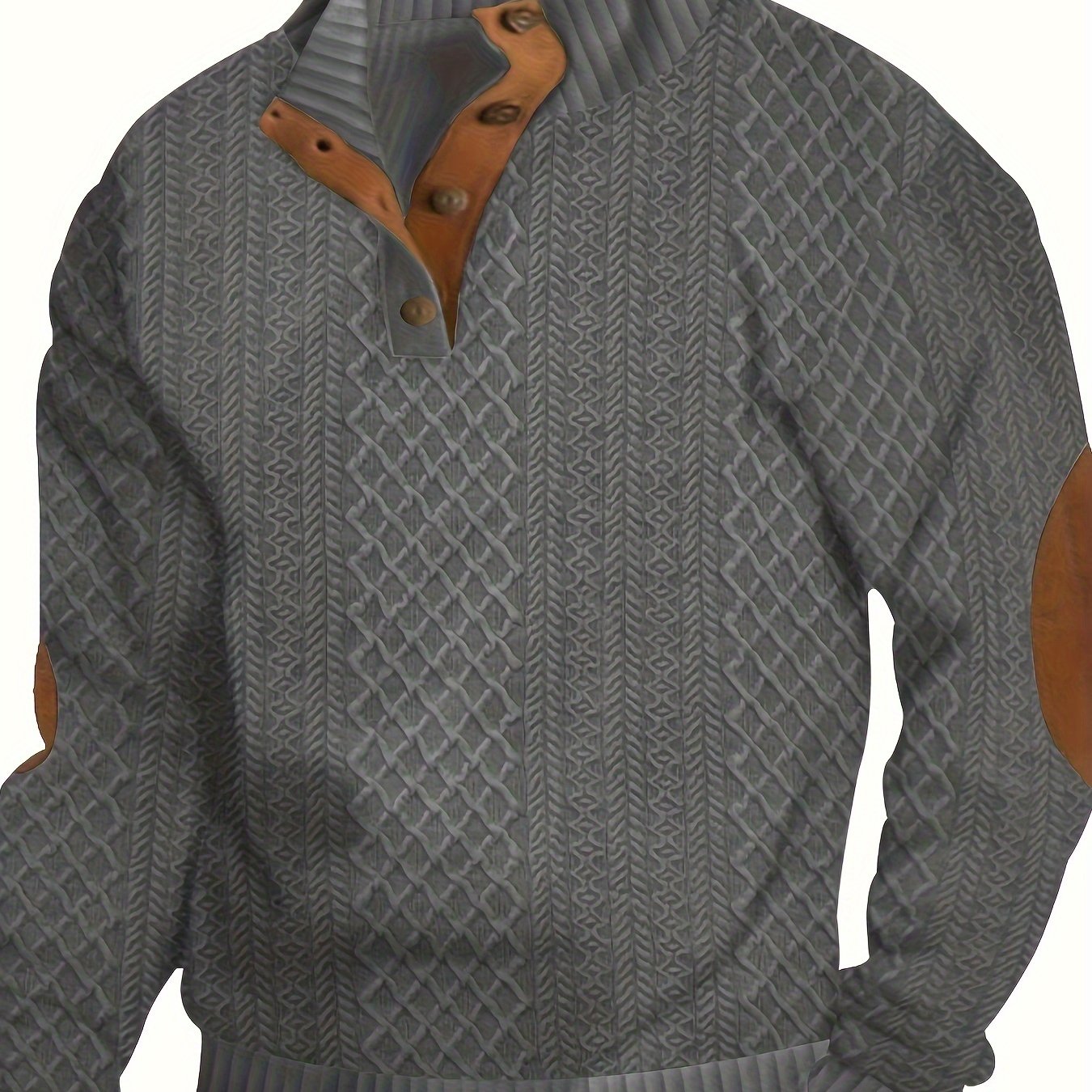 Mens Vintage-Inspired V-Neck Sweatshirt - Comfort Fit, Stand Collar, Durable for Fall/Winter